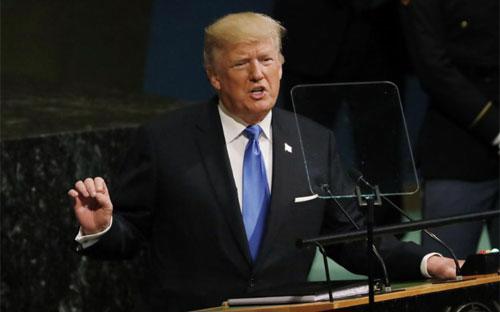 Tổng thống Mỹ Donald Trump phát biểu trước Đại hội đồng Liên hiệp quốc ngày 19/9 - Ảnh: Reuters.<br>