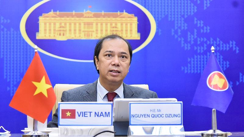 Thứ trưởng Bộ Ngoại giao Nguyễn Quốc Dũng tại sự kiện ngày 18/2 - Ảnh: Bộ Ngoại giao