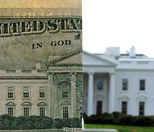 Biểu tượng Nhà Trắng trên tờ 20 USD (ảnh trái) và Nhà Trắng - nơi làm việc của các tổng thống Mỹ (ảnh phải) - Ảnh: Reuters.
