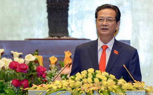 Thủ tướng Nguyễn Tấn Dùng báo cáo Quốc hội tình hình kinh tế xã hội tai phiên khai mạc kỳ họp thứ 10.<br>
