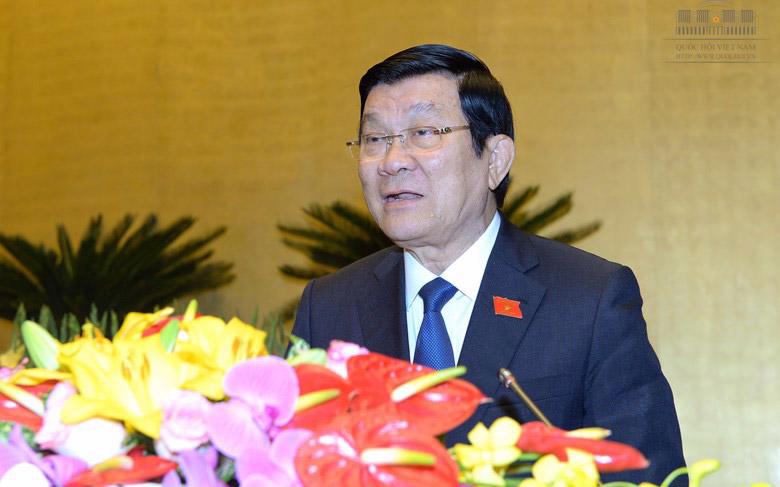 Chủ tịch nước Trương Tấn Sang báo cáo tổng kết nhiệm kỳ.