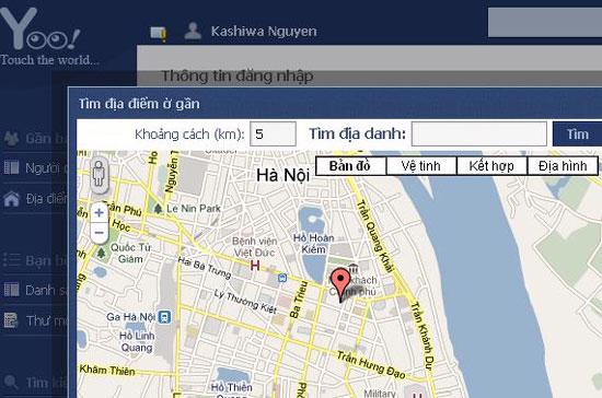 Yoo! là mạng xã hội đầu tiên áp dụng công nghệ xác định vị trí thực - Ảnh chụp màn hình.