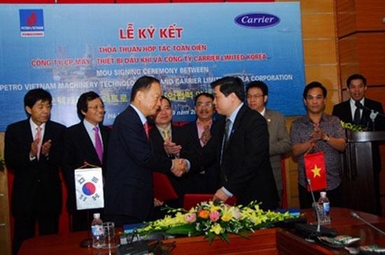 Lễ ký thỏa thuận hợp tác giữa PV Machino và Carrier Limited Korea.