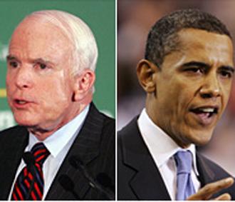Ông John McCain (trái) và ông Obama.