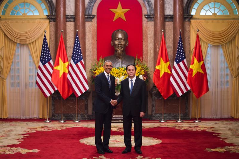 Chủ tịch nước Trần Đại Quang và Tổng thống Barack Obama - Ảnh: Reuters.<br>