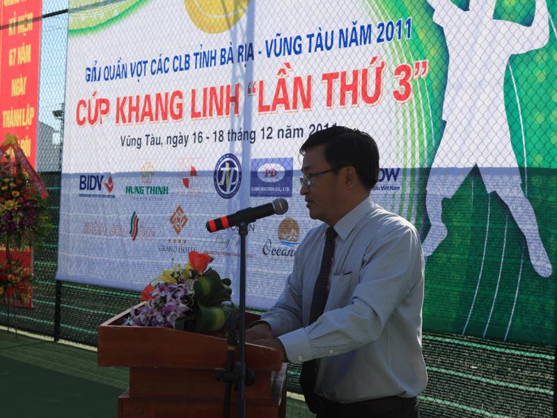 Ông Phan Thanh Sang, Phó giám đốc Sở Văn hóa - Thông tin và Du lịch tỉnh Bà Rịa - Vũng Tàu phát biểu tại giải.