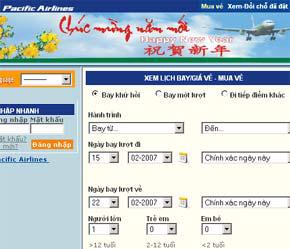 Giao diện trang web mới của Pacific Airlines.