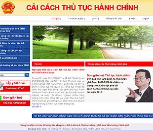 Giao diện của trang điện tử www.thutuchanhchinh.vn.