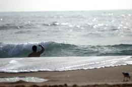 Bãi biển Warriewood, Australia vắng vẻ do cảnh báo sóng thần - Ảnh: AP.
