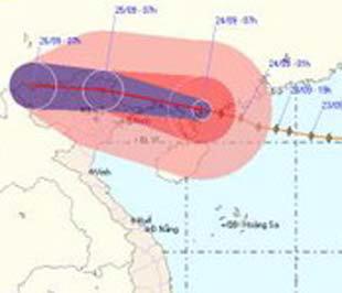 Đường đi dự kiến của bão số 6.