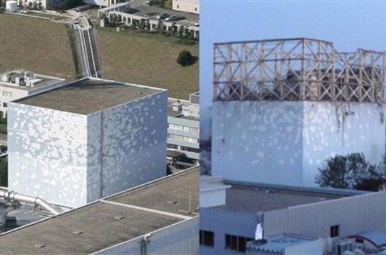 Lò phản ứng số 1 nhà máy điện hạt nhân Fukushima trước và sau khi phát nổ - Ảnh: AP.