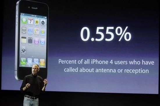 CEO Apple khẳng định, chỉ có 0,55% người dùng iPhone 4 gọi điện tới công ty phàn nàn về ăng-ten - Ảnh: AP.