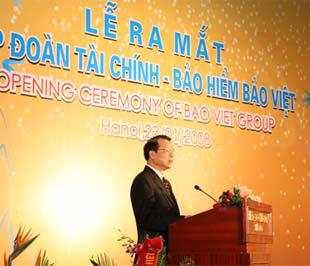 Bộ trưởng Bộ Tài chính Vũ Văn Ninh tại lễ ra mắt Tập đoàn Tài chính - Bảo hiểm Bảo Việt, ngày 23/1/2008.