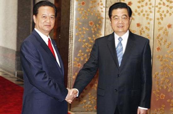 Thủ tướng Nguyễn Tấn Dũng và Tổng bí thư, Chủ tịch Trung Quốc Hồ Cẩm Đào - Ảnh: TTXVN.