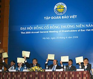 Đại hội đồng cổ đông thường niên năm 2009 của Tập đoàn Bảo Việt đã thông qua kế hoạch doanh thu hợp nhất toàn Bảo Việt là 9.717 tỷ đồng và 592 tỷ đồng lợi nhuận sau thuế.