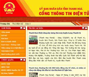 Giao diện Cổng thông tin điện tử Thanh Hoá.