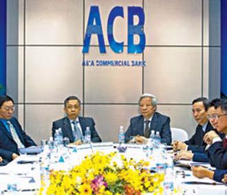 Ông Trần Xuân Giá (ngồi giữa, bên phải) đang chủ trì các phiên làm việc của Hội đồng Quản trị Ngân hàng ACB, hôm 29/4/2008.
