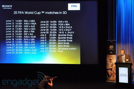 FIFA chính thức công bố 25 trận cầu sẽ được truyền hình trực tiếp bằng kỹ thuật 3D - Ảnh: Engadget.