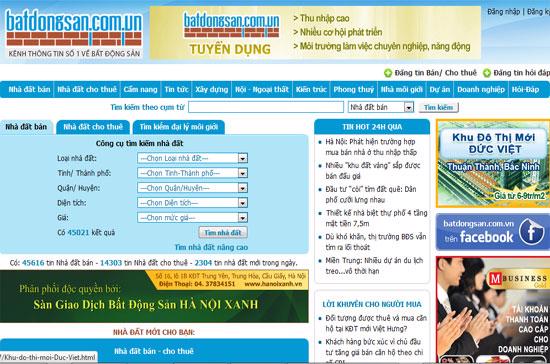Một phần giao diện website Batdongsan.com.vn - Ảnh chụp màn hình.