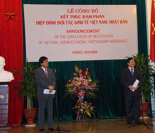 Quang cảnh lễ công bố hoàn tất đàm phán EPA Việt - Nhật.