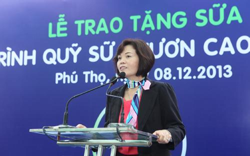 Bà Bùi Thị Hương, Giám đốc Đối ngoại Vinamilk phát biểu tại chương trình.