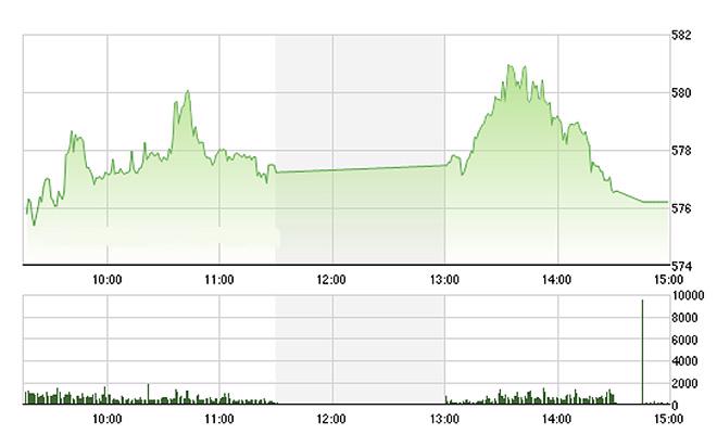 VN-Index sau khi chạm vào 580 điểm đã mất lực đỡ nhanh chóng. ảnh Tvsi