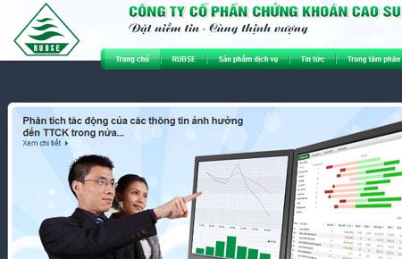 Giao diện của website Công ty Cổ phần Chứng khoán Cao su (RUBSE).