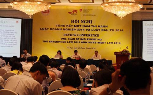Hội nghị tổng kết một năm thi hành Luật Doanh nghiệp 2014 và Luật Đầu tư 2014, hôm 20/9 tại Hà Nội.