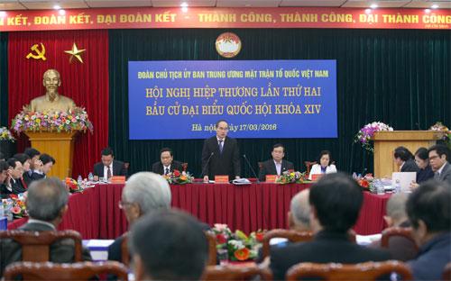 Hội nghị hiệp thương lần thứ hai tại Ủy ban Trung ương Mặt trận Tổ quốc Việt Nam lập danh sách sơ bộ những ứng cử viên ở Trung ương.