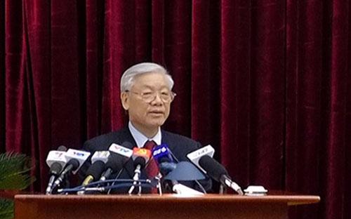 Tổng bí thư Nguyễn Phú Trọng phát biểu khai mạc Hội nghị Trung ương 8, khóa XI - Ảnh: VGP.