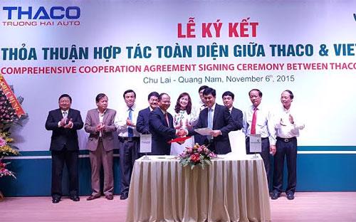Lễ ký kết giữa Vietcombank và Thaco.<br>