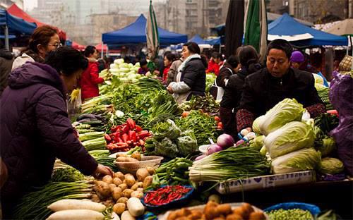 Một chợ thực phẩm ở Trung Quốc.<br>