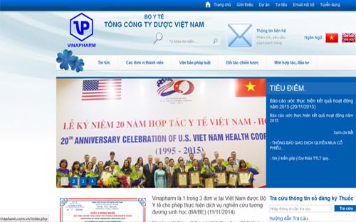 Trang web của Tổng công ty Dược Việt Nam.