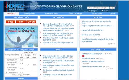 Trang web của Công ty Cổ phần Chứng khoán Đại Việt.<br>