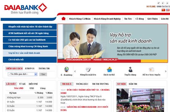 Hệ thống nhận diện thương hiệu mới đã thể hiện trên website của DaiABank.