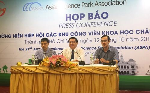 Họp báo thường niên hiệp hội các khu công viên khoa học châu Á diễn ra tại Tp.HCM ngày 12/10.<br>