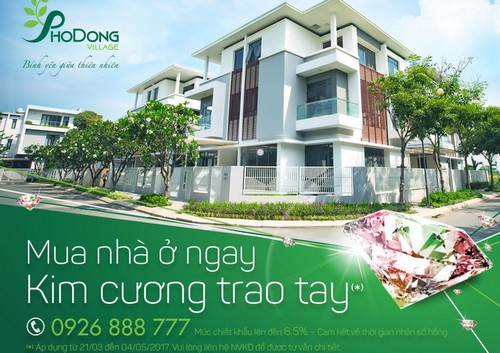 Đến với PhoDong Village, khách hàng còn được hưởng mức chiết khấu lên 
đến 6,5% theo phương thức thanh toán áp dụng cho chương trình bán hàng 
đặc biệt “Mua nhà ở ngay, kim cương trao tay”.