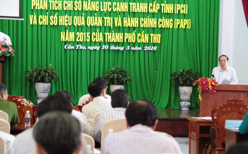 Giám đốc VCCI tại Cần Thơ, ông Võ Hùng Dũng phát biểu tại hội thảo - Ảnh: Mỹ An.<br>