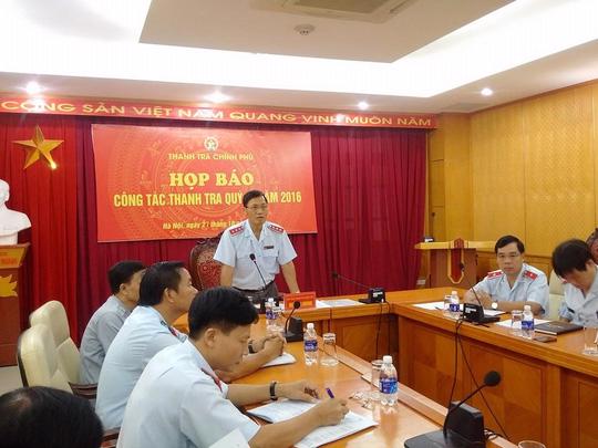 Phó tổng thanh tra Chính phủ Ngô Văn Khánh chủ trì họp báo ngày 27/10.<br>