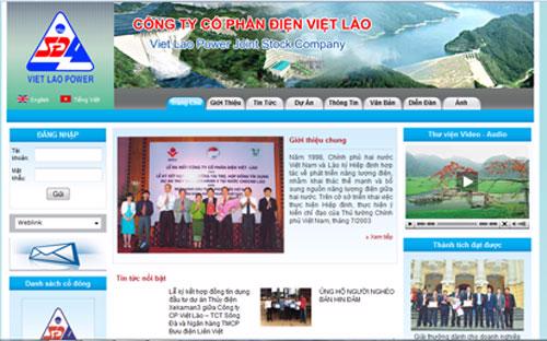 Trang web của Công ty Cổ phần Điện Việt Lào (VLP).