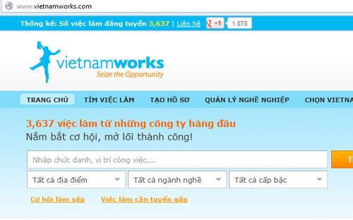 Một góc trang web VietnamWorks.com của Navigos Group.