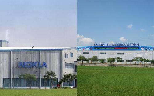 Nhà máy sản xuất của Nokia và Samsung tại tỉnh Bắc Ninh.<br>