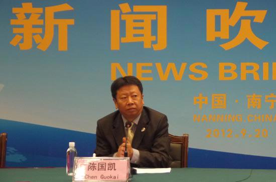 Ông Trần Quốc Khải, đại diện Bộ Thương mại Trung Quốc, tại cuộc họp báo sáng 20/9 - Ảnh: Vinh Nguyễn.