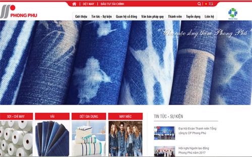 Trang web của Tổng công ty Cổ phần Phong Phú.