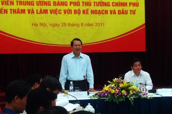 Buổi làm việc giữa Phó thủ tướng Vũ Văn Ninh với Bộ Kế hoạch và Đầu tư - Ảnh: Anh Quân.
