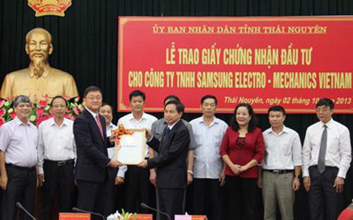 Với hai dự án lớn, Samsung đã góp phần đưa Thái Nguyên lên đầu bảng xếp hạng thu hút FDI <br>