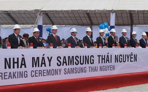 Lễ khởi công dự án của Samsung tại Thái Nguyên. Tới đây, các dự án công nghệ cao thế này sẽ có khung cơ chế riêng<br>