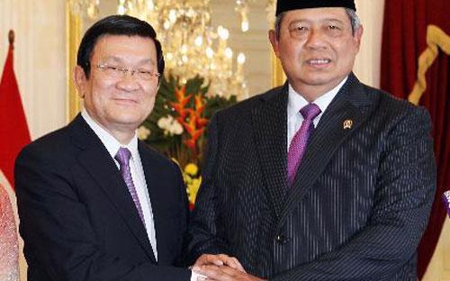 Chủ tịch nước Trương Tấn Sang và Tổng thống Bambang Yudhoyono - Ảnh: TTXVN.