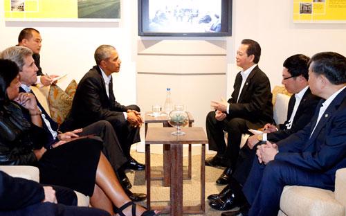 Thủ tướng Việt Nam Nguyễn Tấn Dũng và Tổng thống Mỹ Obama hội đàm ngày 16/2.<br>
