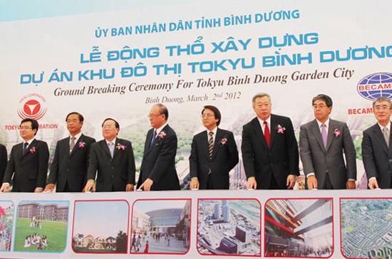Lễ khởi công dự án khu đô thị Tokyu tại Bình Dương, dự án FDI lớn nhất trong 6 tháng đầu năm. 